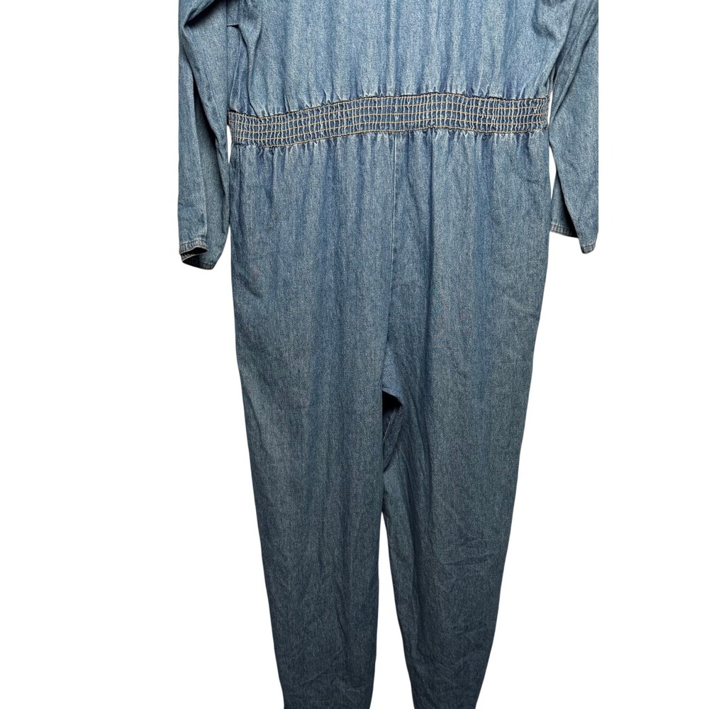 Vintage 80s 70s Party Denim Jumpsuit Women Studded Long Sleeve - Picture 4 of 4